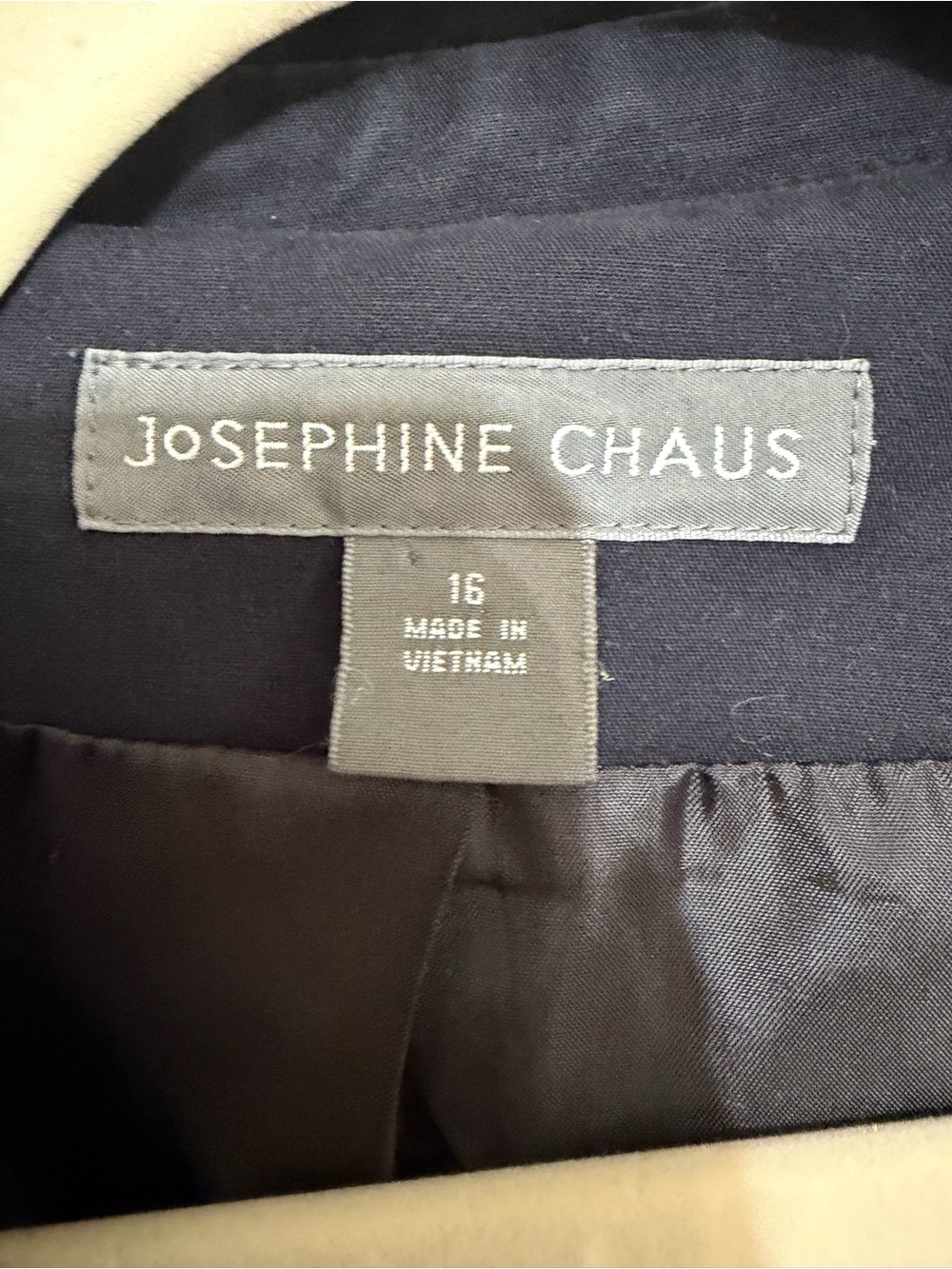 Josephine Chaus Navy Blue Belted Trench Jacket Size 16 Contrast Stitch - Picture 9 of 12